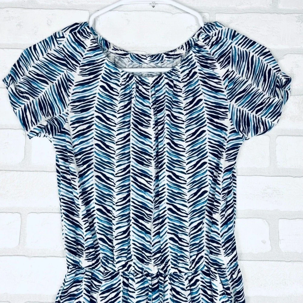 Old Navy Girls Blue White Zebra Print Short Sleeve Jumpsuit Size L 10-12